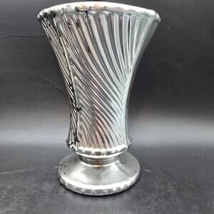 McCoy Antiqua Metallic Vase Diagonal Striped Vintage USA Pottery